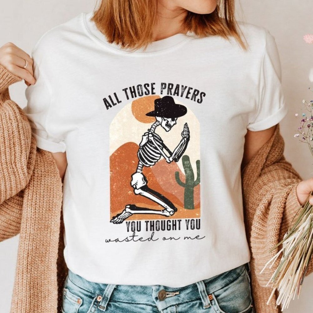 Skeleton Tshirt Western Tees Gift For Her Country Music Shirt